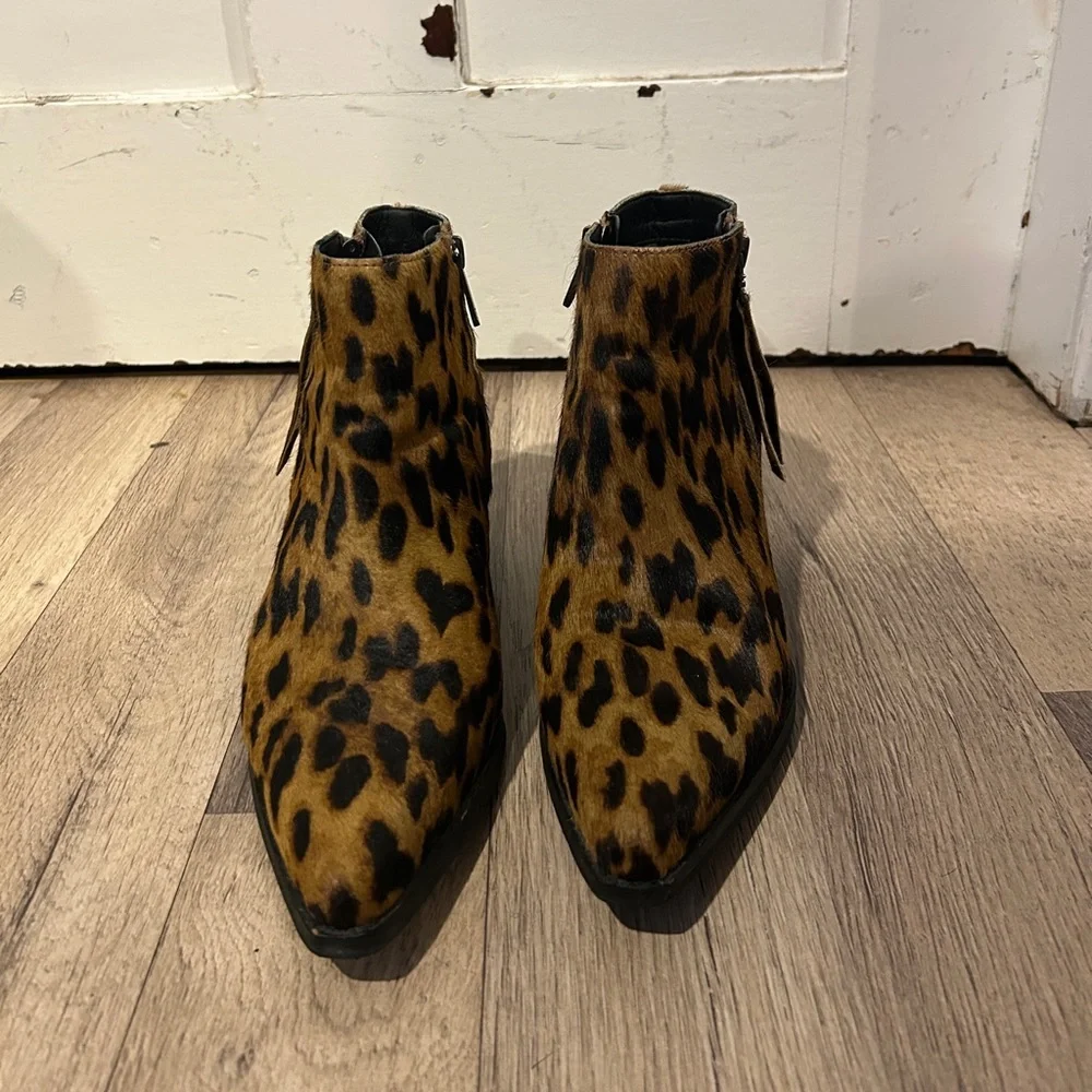 Sam Edelman Animal Print Ankle Western Boots Size 8 - Picture 6 of 9